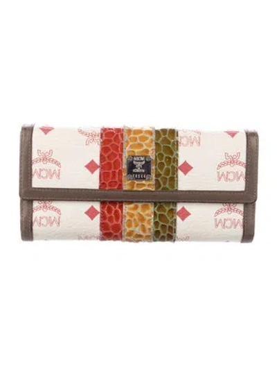 Pre-owned Mcm Leather Printed Continental Wallet In Brown