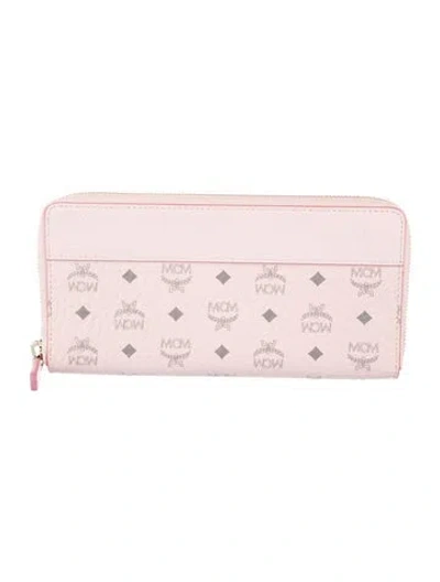 Pre-owned Mcm Leather Printed Continental Wallet In Pink