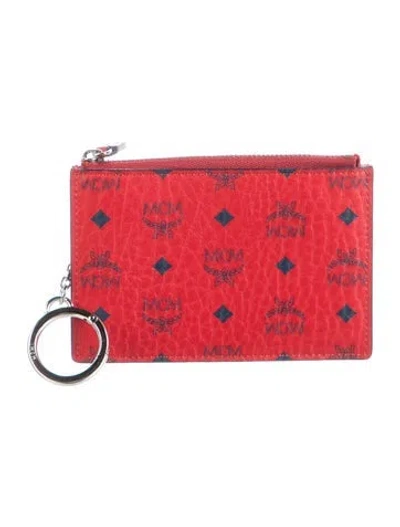 Pre-owned Mcm Leather Printed Pouch In Red