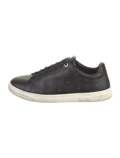 Pre-owned Mcm Leather Printed Sneakers In Black