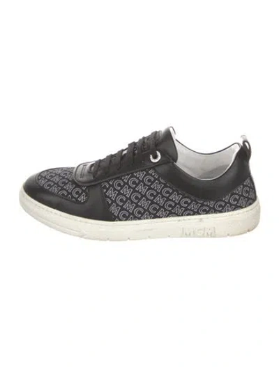 Pre-owned Mcm Leather Printed Sneakers In Black