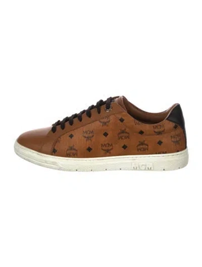 Pre-owned Mcm Leather Printed Sneakers In Brown