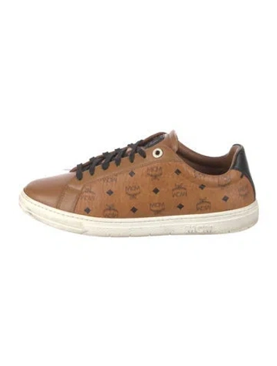 Pre-owned Mcm Leather Printed Sneakers In Brown