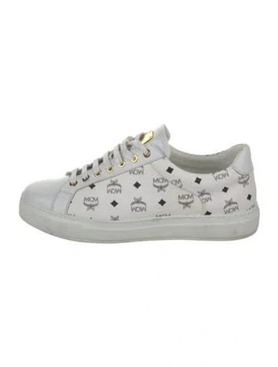 Pre-owned Mcm Leather Printed Sneakers In Neutral