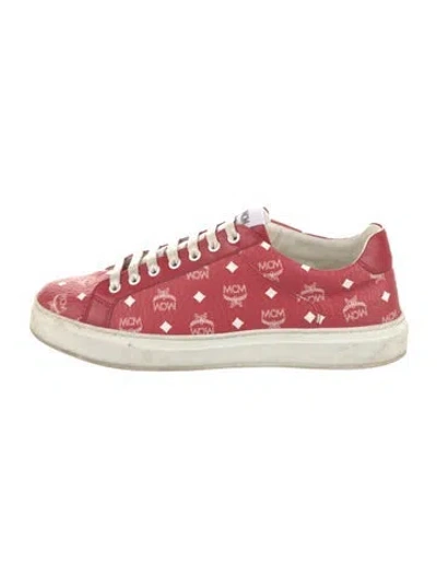 Pre-owned Mcm Leather Printed Sneakers In Pink