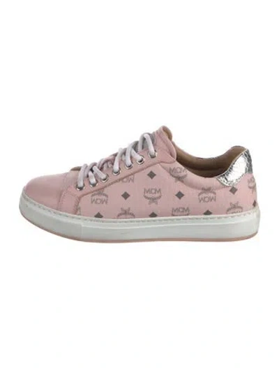Pre-owned Mcm Leather Printed Sneakers In Pink