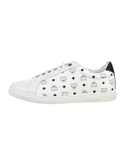 Pre-owned Mcm Leather Printed Sneakers In White
