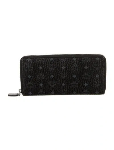 Pre-owned Mcm Leather Printed Wallet In Black