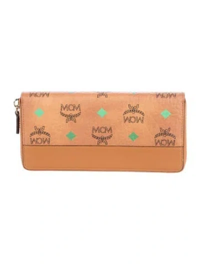 Pre-owned Mcm Leather Printed Wallet In Brown