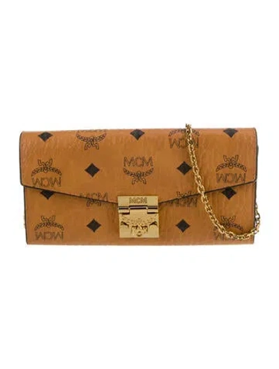 Pre-owned Mcm Leather Printed Wallet In Brown