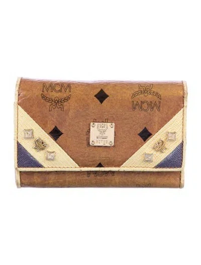 Pre-owned Mcm Leather Printed Wallet In Brown