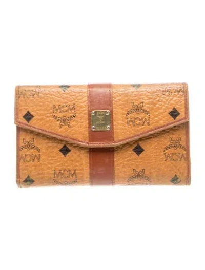 Pre-owned Mcm Leather Printed Wallet In Brown