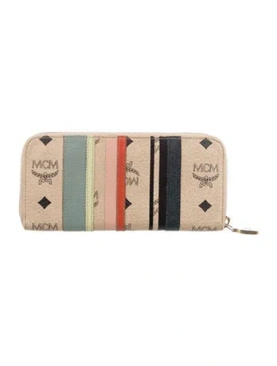 Pre-owned Mcm Leather Printed Wallet In Neutral