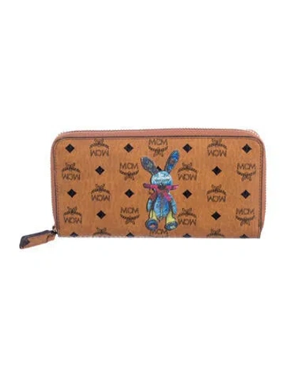 Pre-owned Mcm Leather Printed Wallet In Neutral
