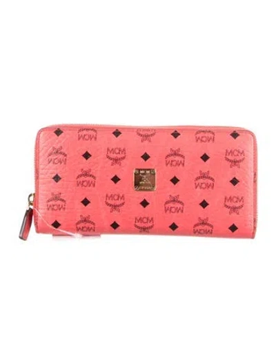 Pre-owned Mcm Leather Printed Wallet In Pink