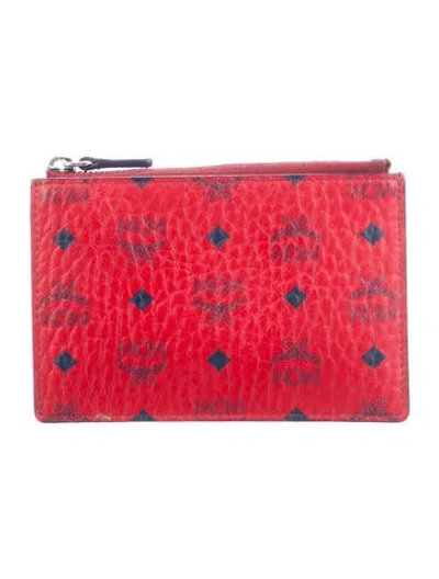 Pre-owned Mcm Leather Printed Wallet In Red
