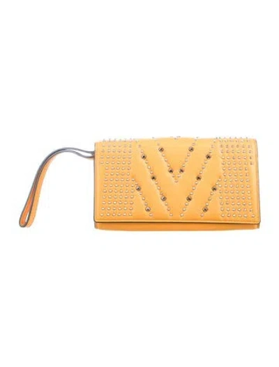 Pre-owned Mcm Leather Printed Wristlet In Orange