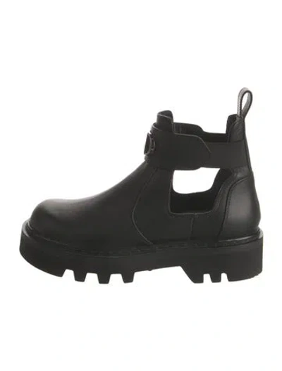 Pre-owned Mcm Leather Rain Boots In Black