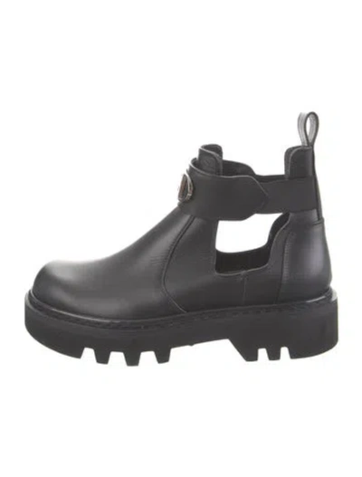 Pre-owned Mcm Leather Rain Boots In Black