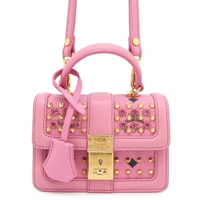 Pre-owned Mcm Leather Rhinestone Handbag () In Pink