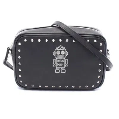 Mcm Leather Robot Shoulder Bag Black