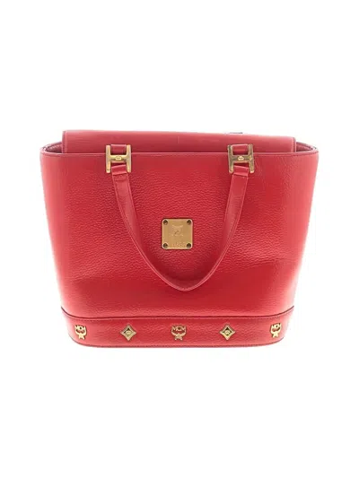 Pre-owned Mcm Leather Satchel In Red