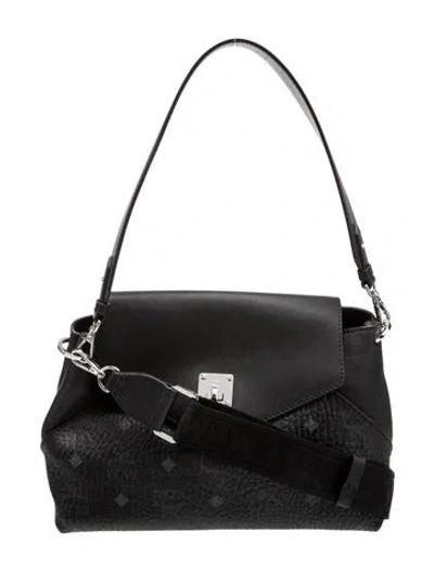 Pre-owned Mcm Leather Shoulder Bag In Black
