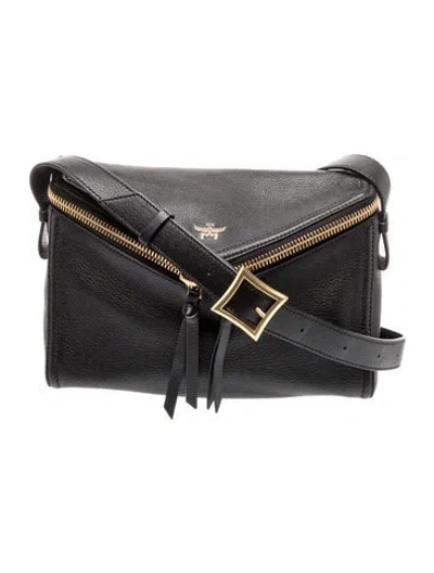 Pre-owned Mcm Leather Shoulder Bag In Black