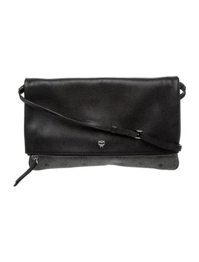 Pre-owned Mcm Leather Shoulder Bag In Black