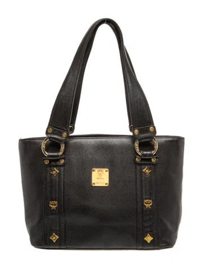 Pre-owned Mcm Leather Shoulder Bag In Black