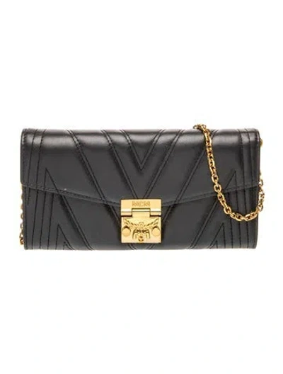 Pre-owned Mcm Leather Shoulder Bag In Black