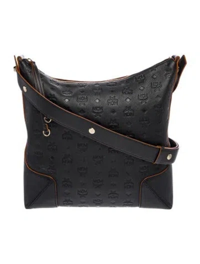 Pre-owned Mcm Leather Shoulder Bag In Black