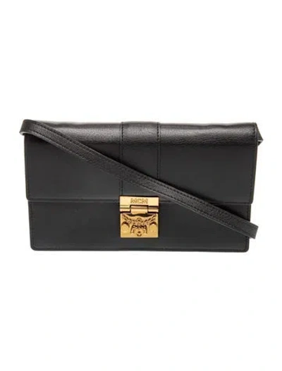 Pre-owned Mcm Leather Shoulder Bag In Black