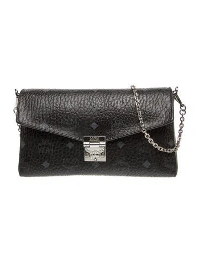 Pre-owned Mcm Leather Shoulder Bag In Black