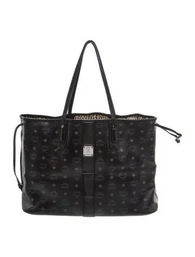 Pre-owned Mcm Leather Shoulder Bag In Black