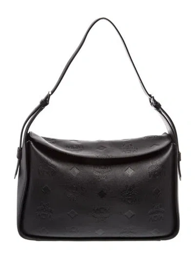 Pre-owned Mcm Leather Shoulder Bag In Black