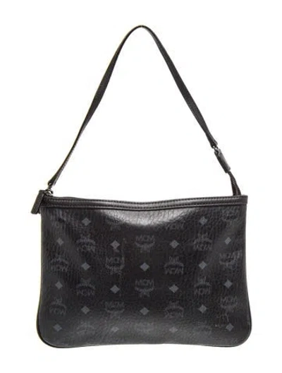 Pre-owned Mcm Leather Shoulder Bag In Black