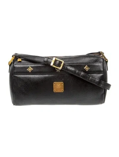 Pre-owned Mcm Leather Shoulder Bag In Black