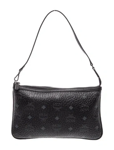 Pre-owned Mcm Leather Shoulder Bag In Black