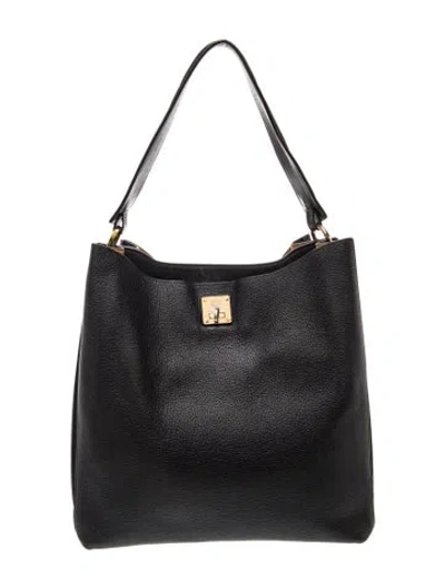 Pre-owned Mcm Leather Shoulder Bag In Black