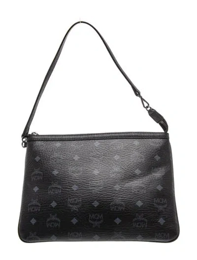 Pre-owned Mcm Leather Shoulder Bag In Black