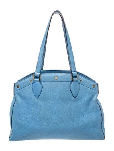 Pre-owned Mcm Leather Shoulder Bag In Blue