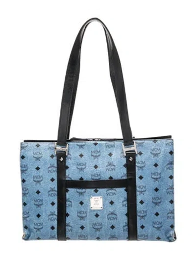 Pre-owned Mcm Leather Shoulder Bag In Blue