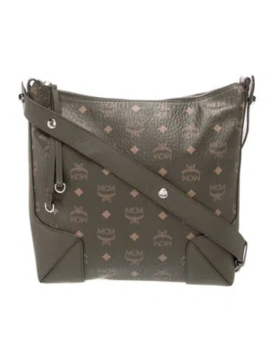 Pre-owned Mcm Leather Shoulder Bag In Grey