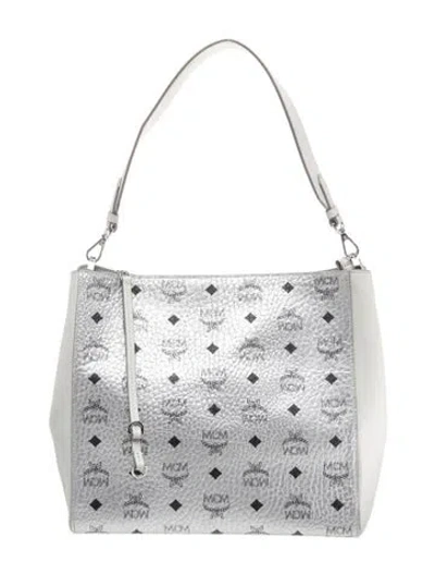 Pre-owned Mcm Leather Shoulder Bag In Metallic/silver