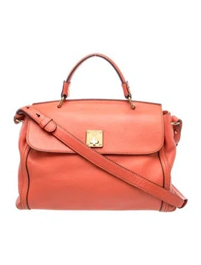 Pre-owned Mcm Leather Shoulder Bag In Orange