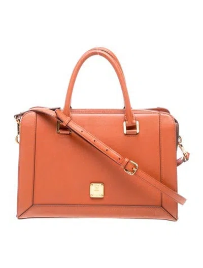 Pre-owned Mcm Leather Shoulder Bag In Orange