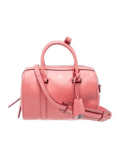 Pre-owned Mcm Leather Shoulder Bag In Pink