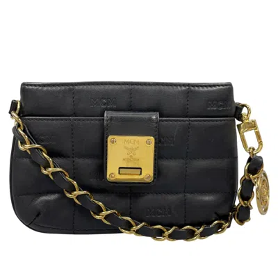Pre-owned Mcm Leather Shoulder Bag () In Black