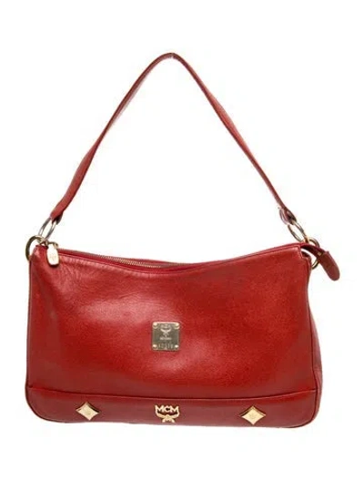 Pre-owned Mcm Leather Shoulder Bag In Red